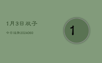 1月3日双子今日运势(20240627)