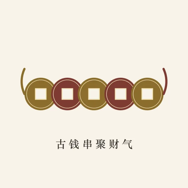 串起来的古铜钱招财图案